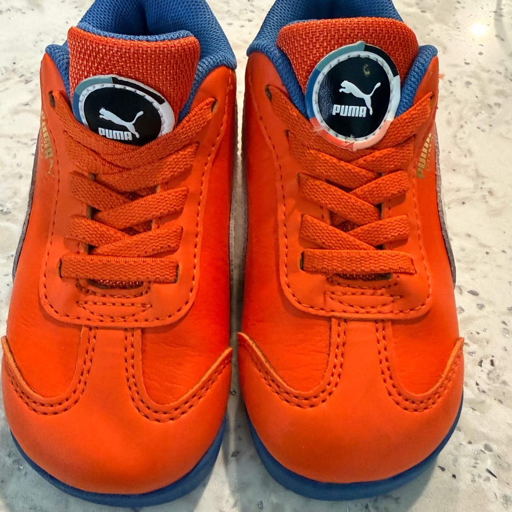 Puma Kids Bright Orange and Blue Sneakers